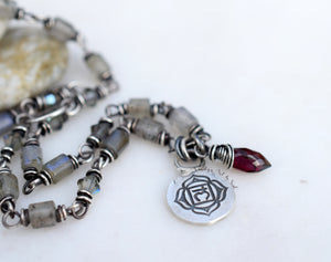 Root Chakra Necklace Chakra Jewelry. Muladhara Red Root Chakra Pure Silver