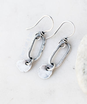 Fine Silver Hoop Earrings. Handcrafted Minimalist Jewelry. Pure Silver. Sterling Silver Earrings. Charm Dangle Earrings. Handmade Simple Hoops.