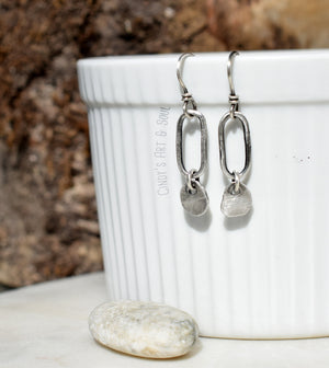 Fine Silver Hoop Earrings. Handcrafted Minimalist Jewelry. Pure Silver. Sterling Silver Earrings. Charm Dangle Earrings. Handmade Simple Hoops.