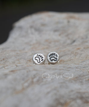 Bear Claw Earrings Silver Post Nugget Stud Earrings Ready to ship