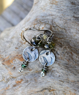 Emerald Forest Silver Handcrafted Earrings. Botanical Motif Silver charm Jewelry.