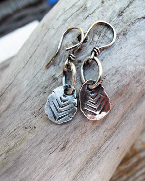 Pine Tree Earrings. All Silver Nugget Earrings. Minimalist Sterling Silver. sTree Hugger Jewelry.