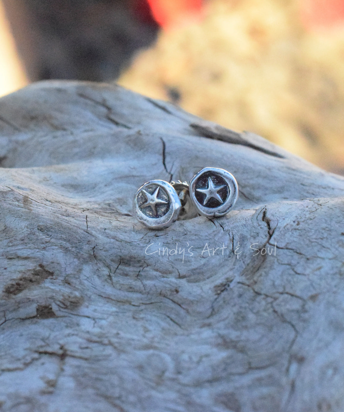 Silver Star Stud Post Earrings. Medium 6mm Pure Silver Post Earrings.