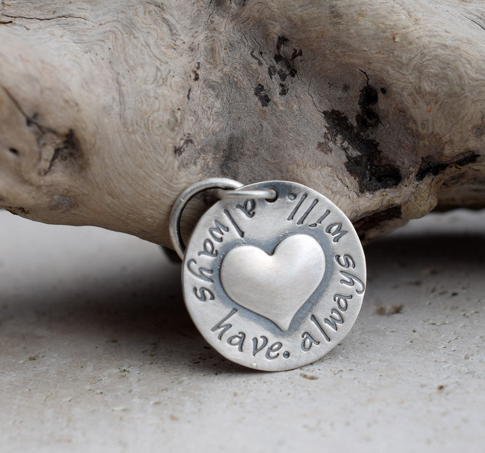 Personalized Silver Charm. Inspirational Key fob. Sterling Silver. Heart Charm. Love. Cindy's Art & Soul