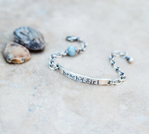 beach girl bracelet. Aquamarine gemstone bracelet. Boho beach wear, designer jewelry. 