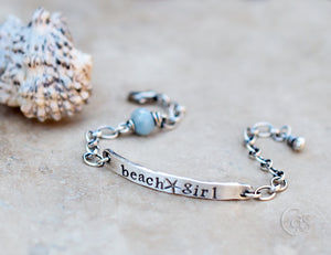 beach girl bracelet. Aquamarine gemstone bracelet. Boho beach wear, designer jewelry. 