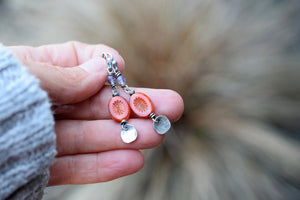 Orange + Lavender Amethyst Boho Style Earrings. Handmade Jewelry. 