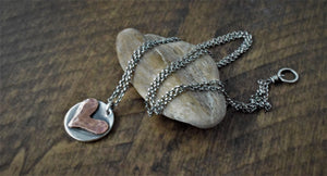 Handcrafted Heart Necklace. Mom Jewelry. Pure Copper. Sterling Silver. Artisan Crafted Jewelry. Rustic Heart. Love.