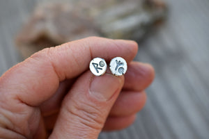 Algiz Rune Post Earrings Sterling Silver. Germanic Runes Jewelry. Sold as singles.