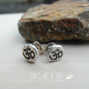 Om Earrings Oxidized Polished Cindy's Art & Soul 