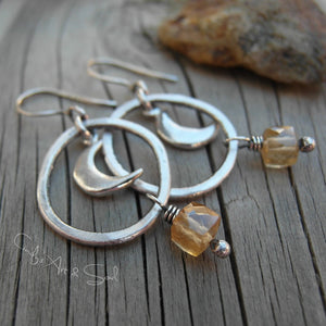 Crescent Moon Hoop Earrings | Winter Gemstone Jewelry