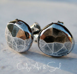 Hammered Silver Nugget Post Earrings by Cindy's Art & Soul Jewelry 