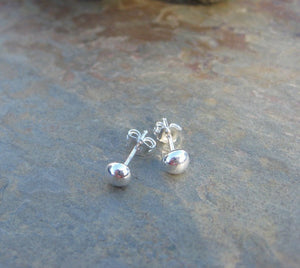 Pure Silver Ball Post Earrings. Solid Fine SIlver Stud Earrings. Cindy's Art & Soul