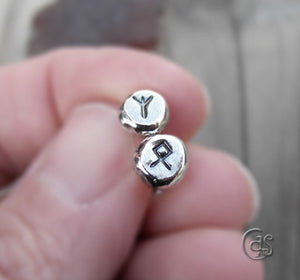 Post Earrings Personalized Silver Nugget Runic Earrings 71191